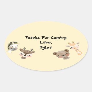 Safari Party Tack Sticker Ovalt Klistermärke