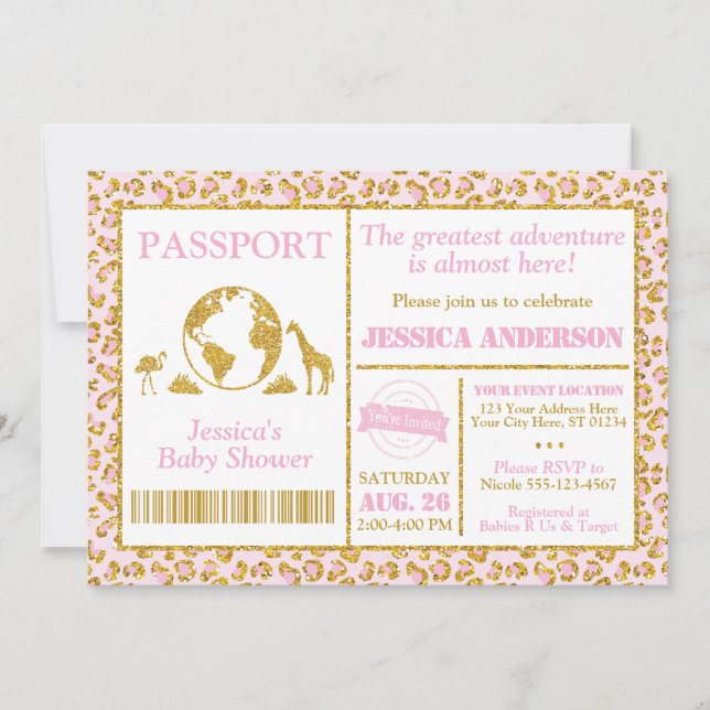 Safari Passport Baby Shower-inbjudan Inbjudningar (Framsida)