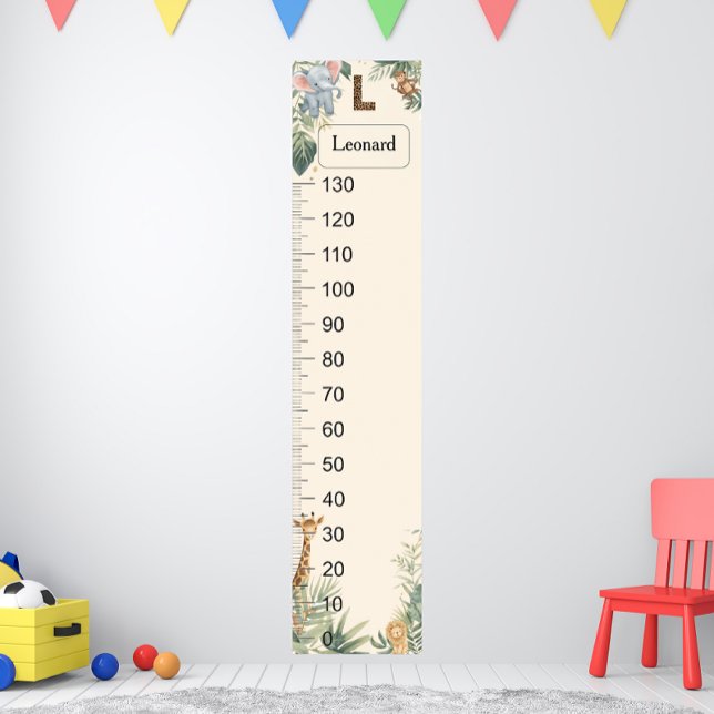 Safari Personalized Name Monogram L Growth Chart Poster (Skapare uppladdad)
