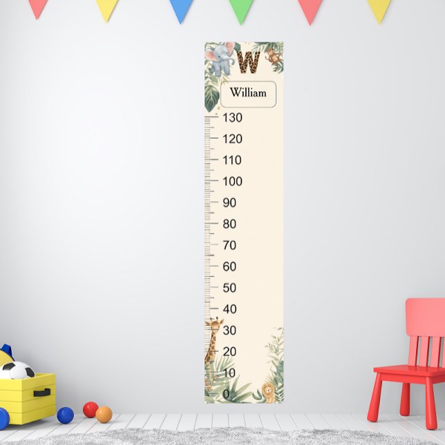 Safari Personalized Name Monogram W Growth Chart Poster (Skapare uppladdad)