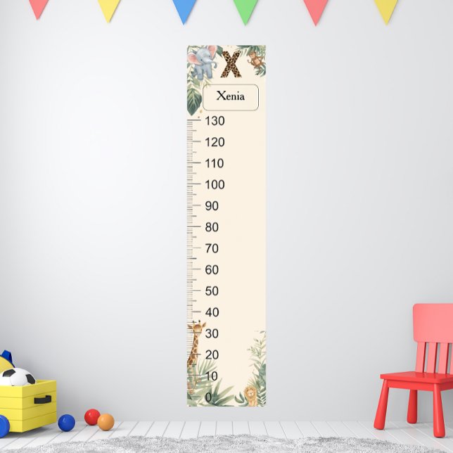 Safari Personalized Name Monogram X Growth Chart Poster (Skapare uppladdad)