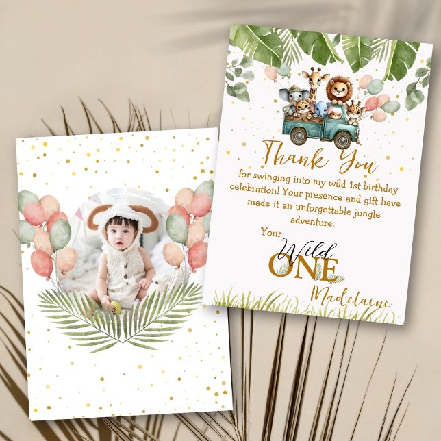 Safari Photo Vild ett första födelsedag Tack Kort (Skapare uppladdad)