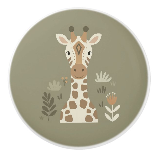 Safari Porträtt Giraff ID1264 Knopp (Framsidan)