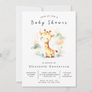 Safari Printable Giraffe Baby Shower Inbjudningar