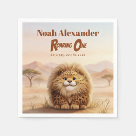 Safari Roaring One Fluffy Leopard Birthday Party Pappersservett