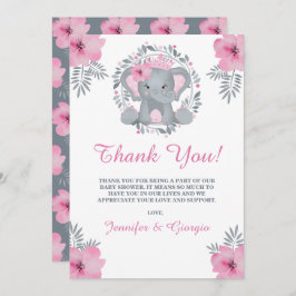 Safari Rosa Blommigt Elephant Baby Shower Tack