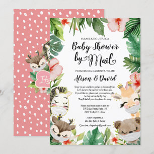 Safari Rosa Blommigt Greenery Girl Shower by Mail Inbjudningar