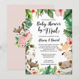 Safari Rosa Blommigt Greenery Girl Shower by Mail Inbjudningar