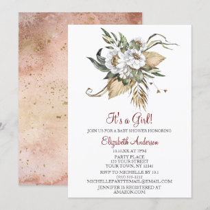 Safari Sahara Savanna Blommigt GIRL Baby Shower Inbjudningar