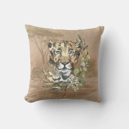 Safari Savanna Sahara Leopard Blue Ögon Kudde