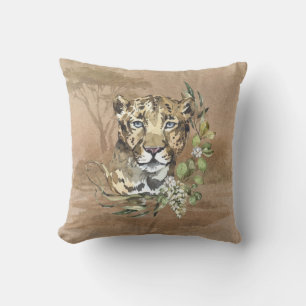 Safari Savanna Sahara Leopard Blue Ögon Kudde