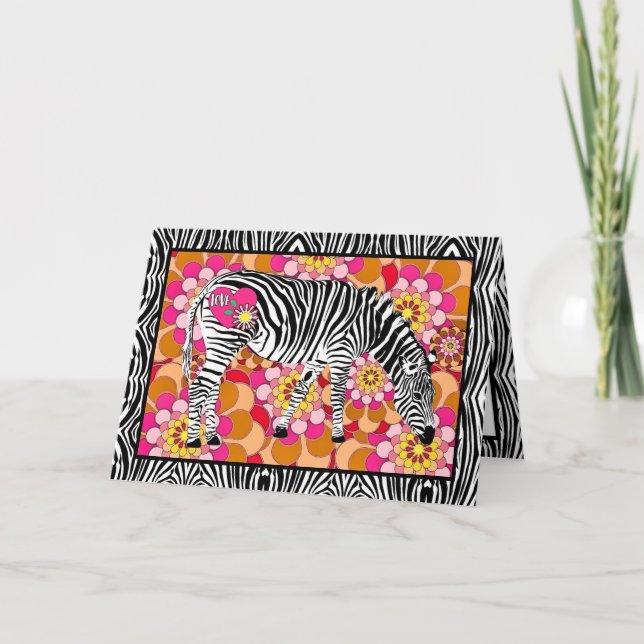 Safari-sebra med hjärta och kärlek Alla hjärtans d Kort (Framsida)