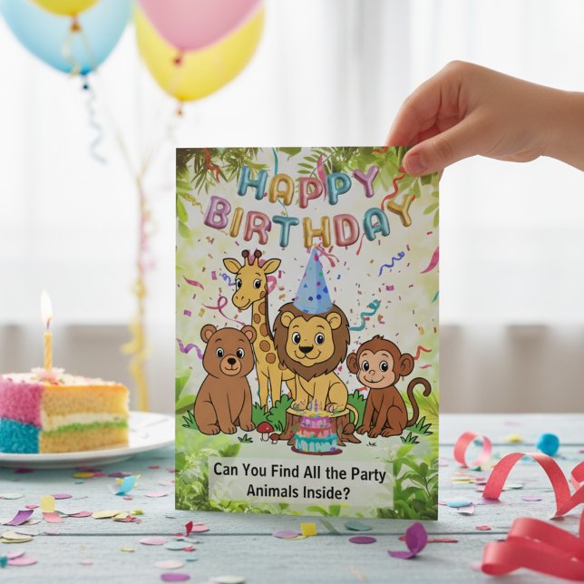 Safari See-n-Find Birthday Fun for Kids Kort (Skapare uppladdad)