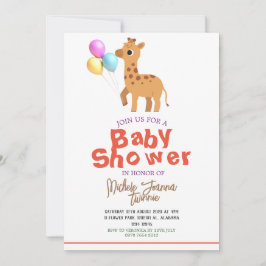 Safari Simple Cute Animals giraffe Baby Shower Inbjudningar