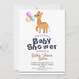 Safari Simple Cute Animals giraffe Baby Shower Inbjudningar