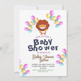 Safari Simple Cute ballonger lejona babyskor Inbjudningar