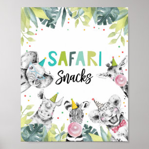 Safari Snack Party Animals Födelsedagsskylt Poster