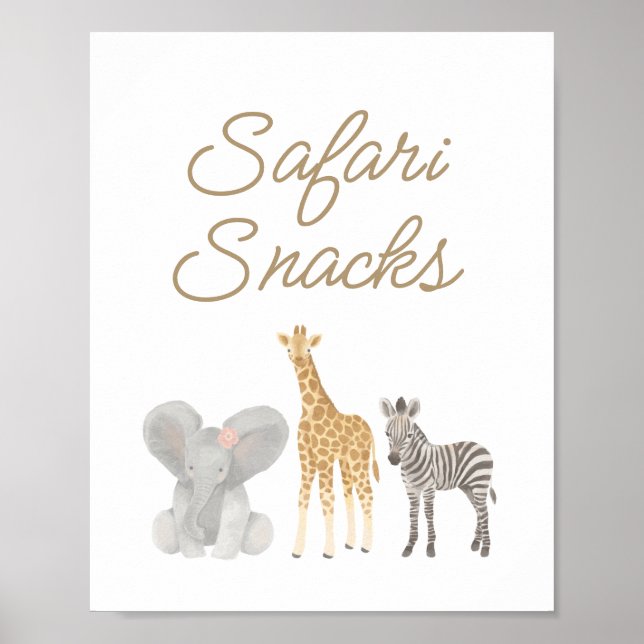 Safari Snacks Födelsedagsfest Bord Sign Poster (Framsidan)