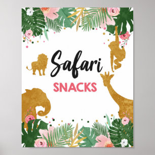 Safari Snacks Food Animals Birthday-tecken Poster