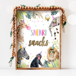 Safari Snacks Safari Party Animals Födelsedagsskyl Poster