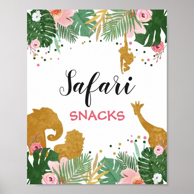 Safari snacks Sign Zoo Jungle Food bord decor Poster (Framsidan)