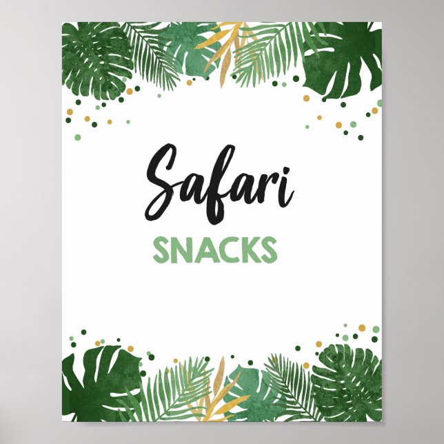 Safari Snacks Tropical Safari Boy Birthday-tecken Poster (Framsidan)