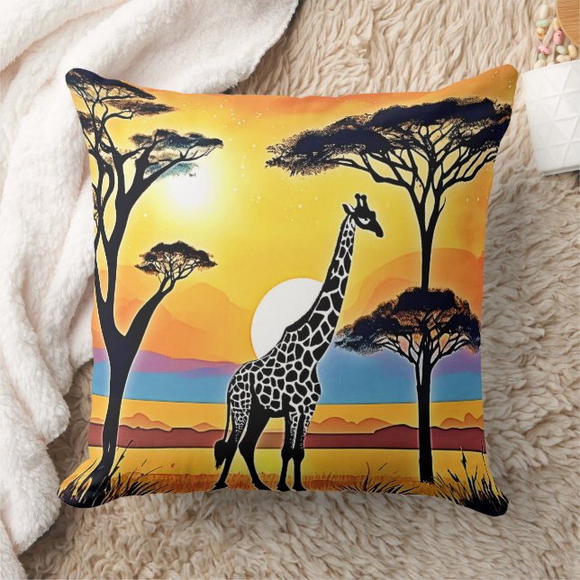 Safari-solan: Giraffens famn Kudde (Filt)