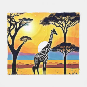 Safari-solnedgång: Giraffens famn Fleecefilt