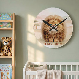 Safari Söt Zuberi Den Fluffiga Leoparden Namn Barn Rund Klocka