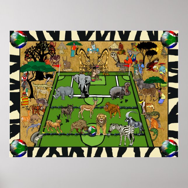 Safari South Afrika Fotboll Sportfantast Poster (Framsidan)