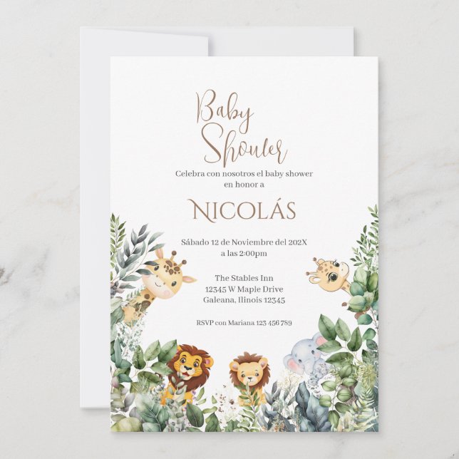 Safari Spain Baby Shower Boy-inbjudan Inbjudningar (Framsida)