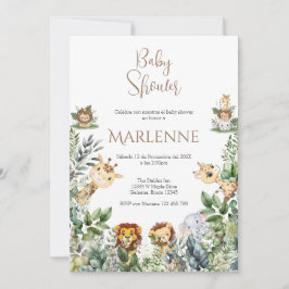 Safari Spanish Baby Shower Girl invitation Inbjudningar