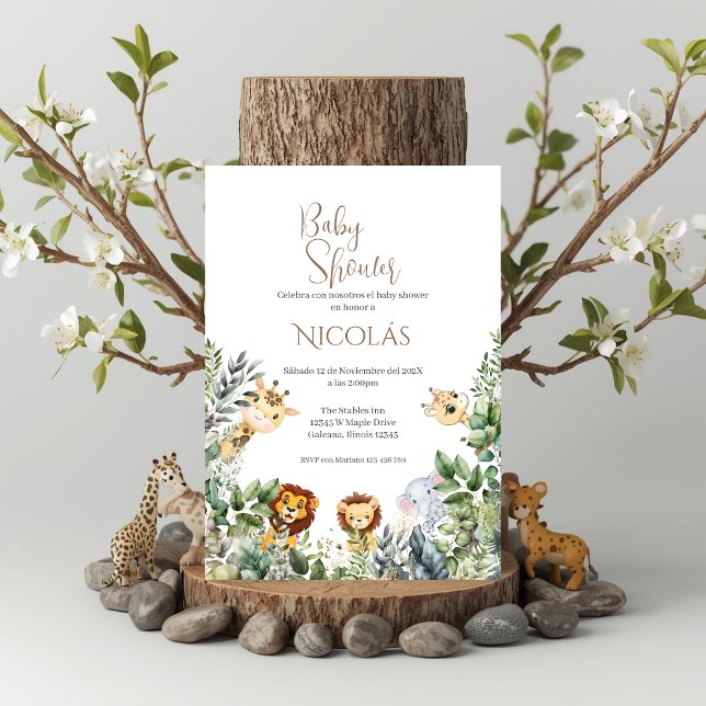 Safari spansk baby shower pojke inbjudan (Skapare uppladdad)