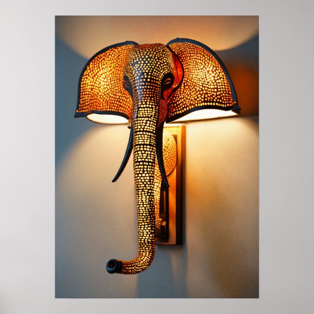 "Safari Splendor: Elephant Trunk Wall Lamp Fixture Poster (Framsidan)