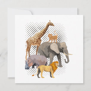 Safari Squad African Safari Animals Funny Zoo Anim Inbjudningar