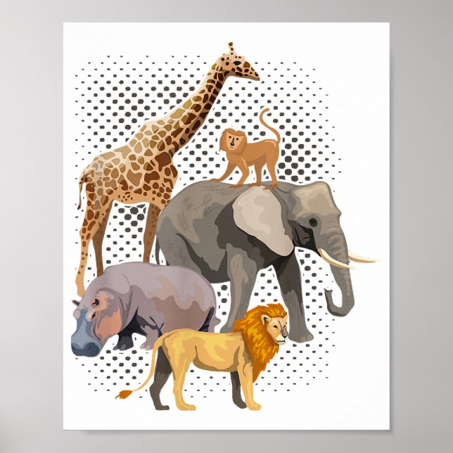 Safari Squad African Safari Animals Funny Zoo Anim Poster (Framsidan)