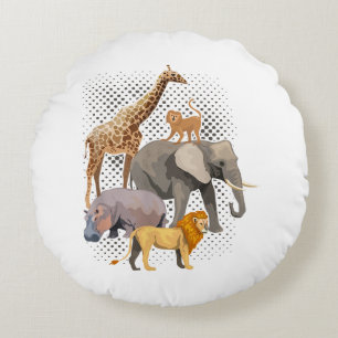 Safari Squad African Safari Animals Funny Zoo Anim Rund Kudde