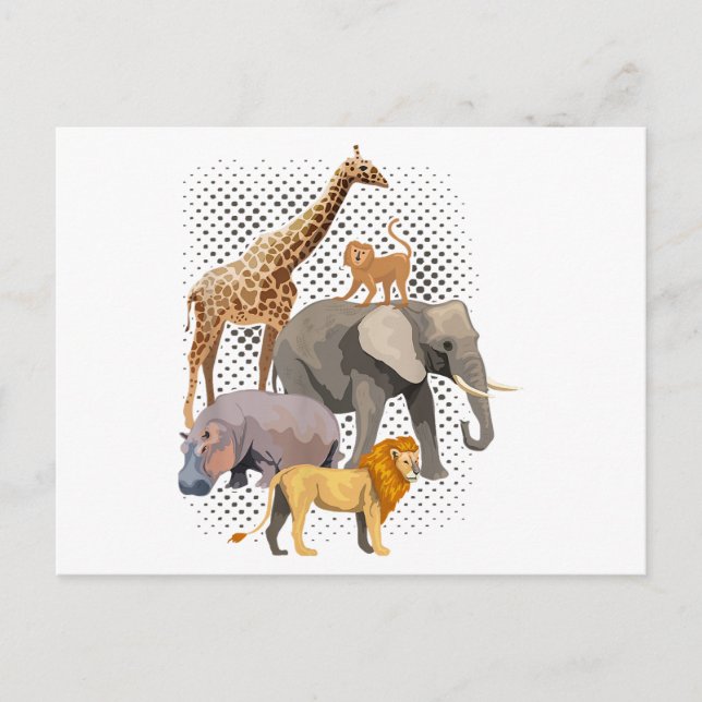 Safari Squad African Safari Animals Funny Zoo Anim Vykort (Framsida)