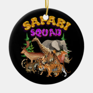 Safari Squad Animals Zoo Älskare Wilflife Jungle Z Julgransprydnad Keramik