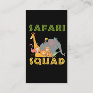 Safari Squad Zoo Animal Family Vacacation Visitkort