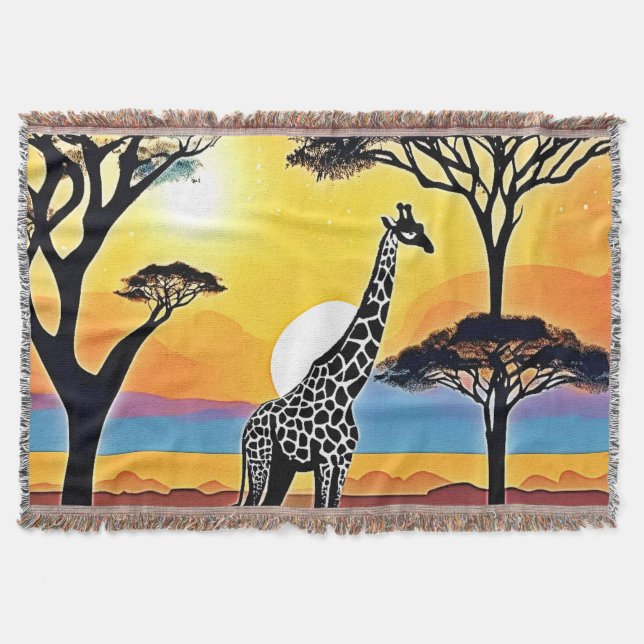 Safari Sunset: Giraffe's Embrace Filt (Framsidan)