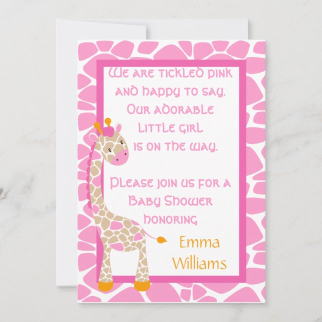 Safari Sweetness Giraffe Baby Shower-inbjudan Inbjudningar (Framsida)