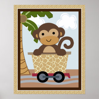 Safari Tåg Animals Nursery Art Poster