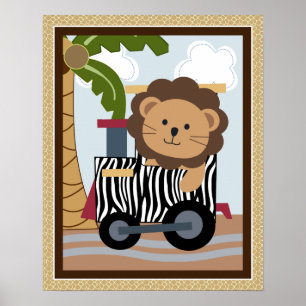 Safari Tåg Animals Nursery Art Poster