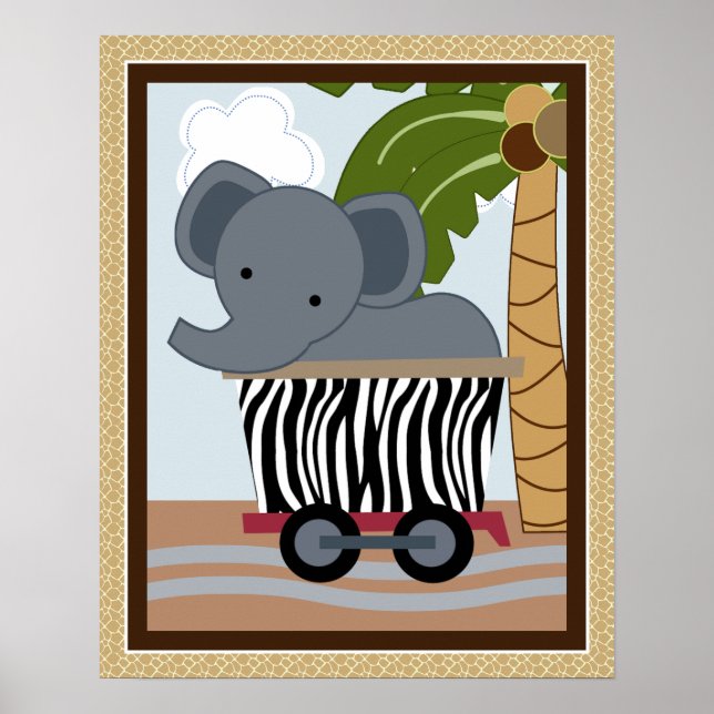 Safari Tåg Animals Nursery Art Poster (Framsidan)