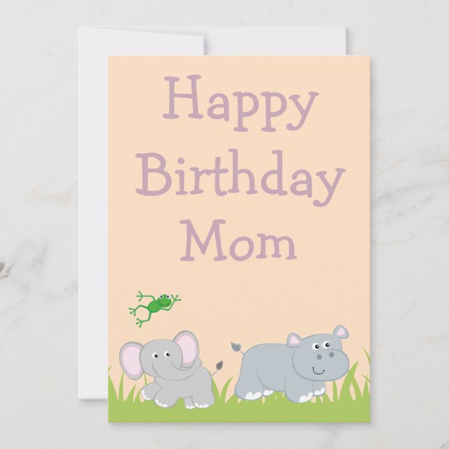 Safari Tema Glad Födelsedag Mamma Julkort (Framsida)