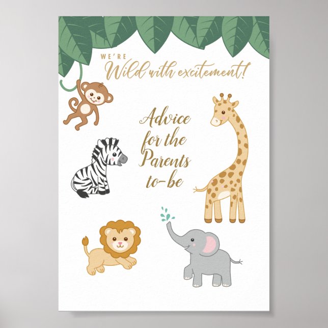 Safari-temat Baby Shower Advice för föräldrar till Poster (Framsidan)