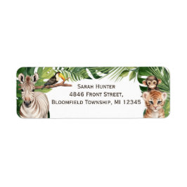 Safari-temat Vild En första födelsedagsetikett Returadress Etikett