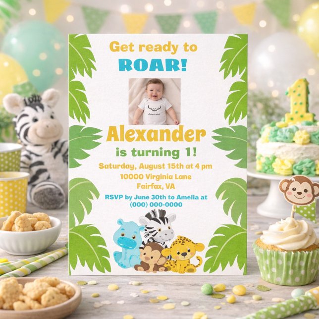 Safari Theme 1st Birthday  Inbjudningar (Skapare uppladdad)