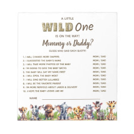 Safari Theme Baby Shower Game Game Gissa vem Anteckningsblock
